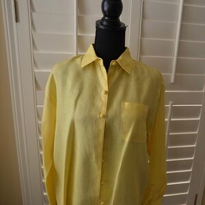 Magaschoni Linen Button Down Blouse